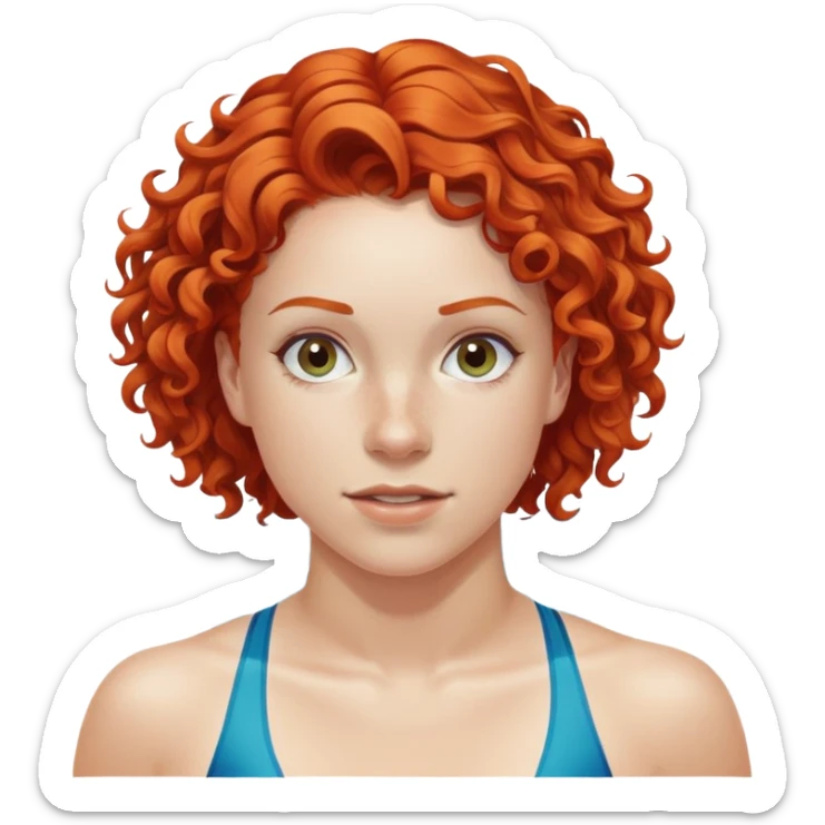 22-year-old white female athlete swimmer with curly red hair about to enter a pool sticker