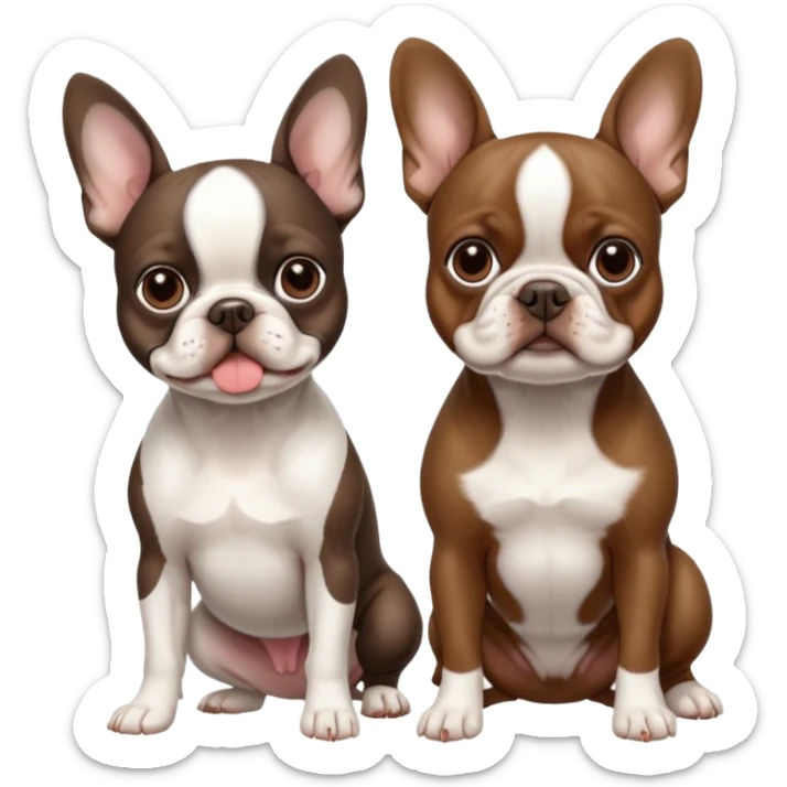 Skinny brown Boston terrier and all white French bulldog sticker