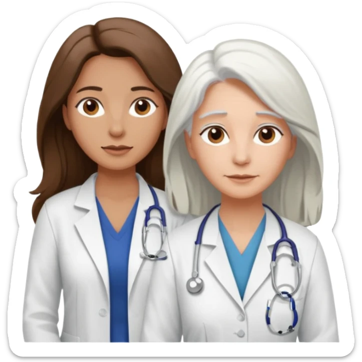 physiotherpay session for a long brown hair woman. but physio is a white hair woman. and they dont like like in the hospital  sticker