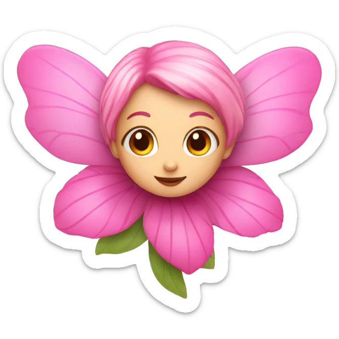 Pink fairy on a flower sticker