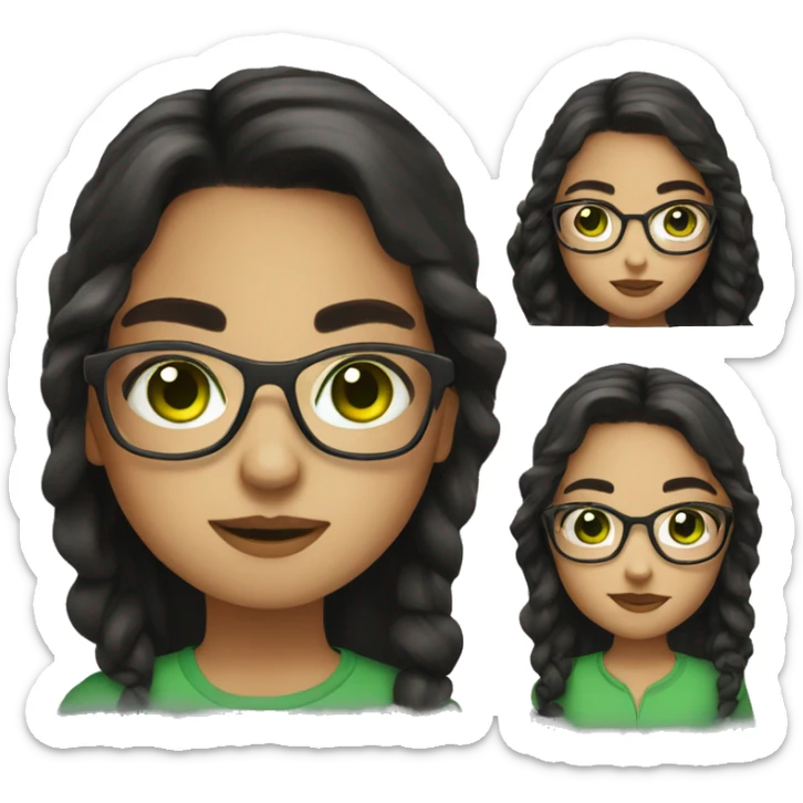 A girl with glasses and dark hair and green eyes  sticker