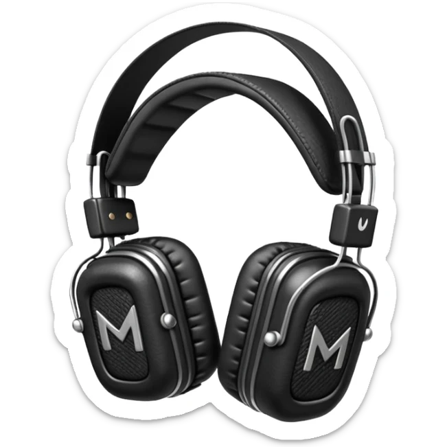 Icon of headphones with square ear pads in the Marshall style. sticker