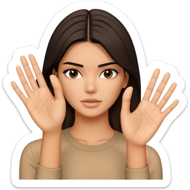 kendall jenner sagt stop und zeig mit einer handinnefläche stop ihre finger liegen aneinander sticker