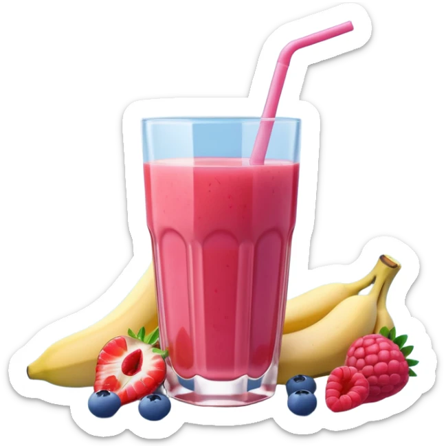 Juice contains: Strawberry Yoghurt, Blueberries, Apple Juice, Raspberries, Banana & Ice. In 3D. Aesthetic sticker