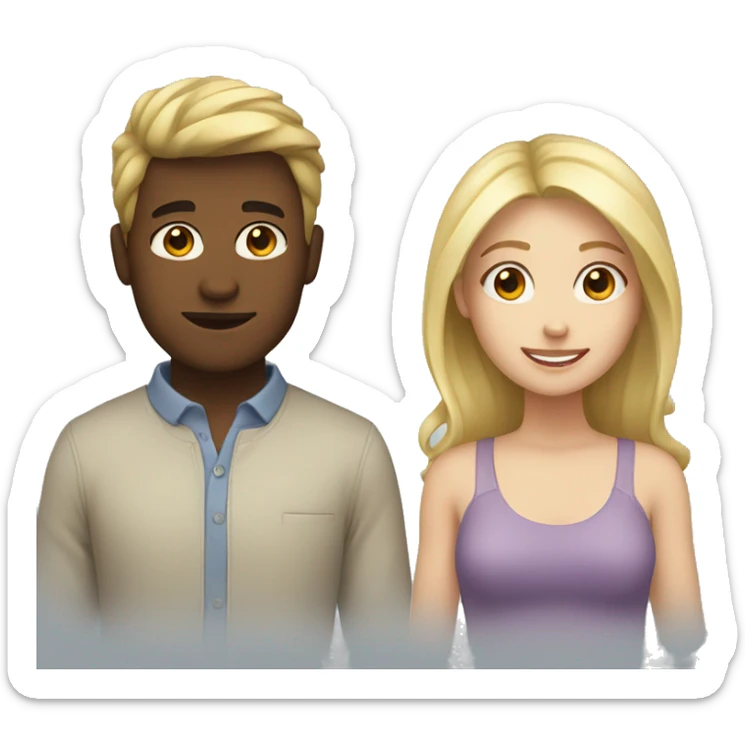 girl with brown hair and guy with blonde hair sticker