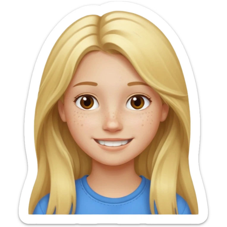 teenager girl blond w/ freckles long hair sticker