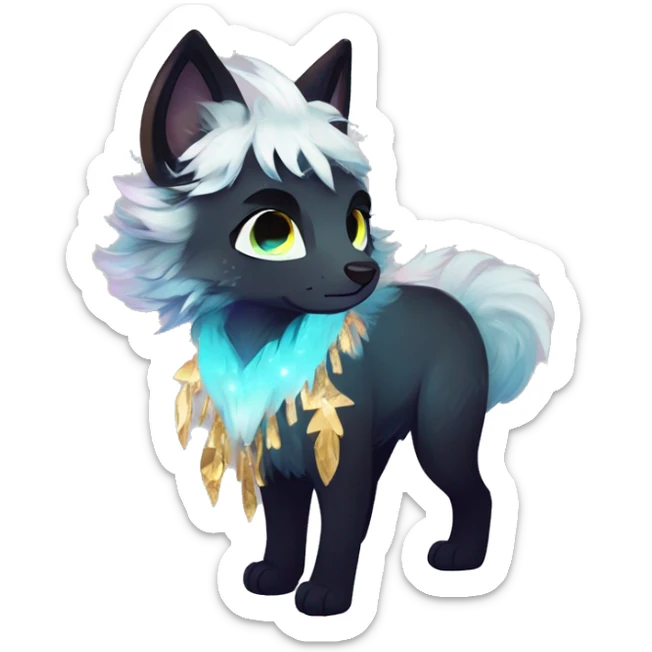 Cool cute Kawaii edgy fantasy animal sparkle fursona Fionbri by griffsnuff & LiLaiRa & Falvie full body sticker