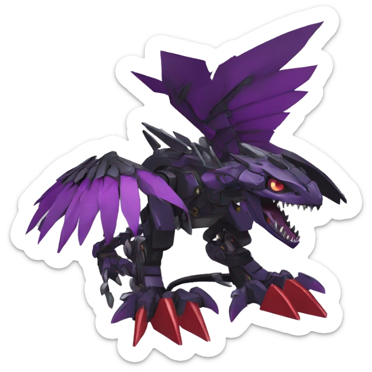  Cool Edgy Black Purple Red Digimon-Fakemon-Raptor-Dragon-Mecha full body sticker