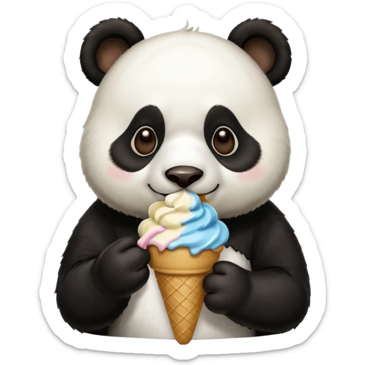 Panda eating ice cream sticker