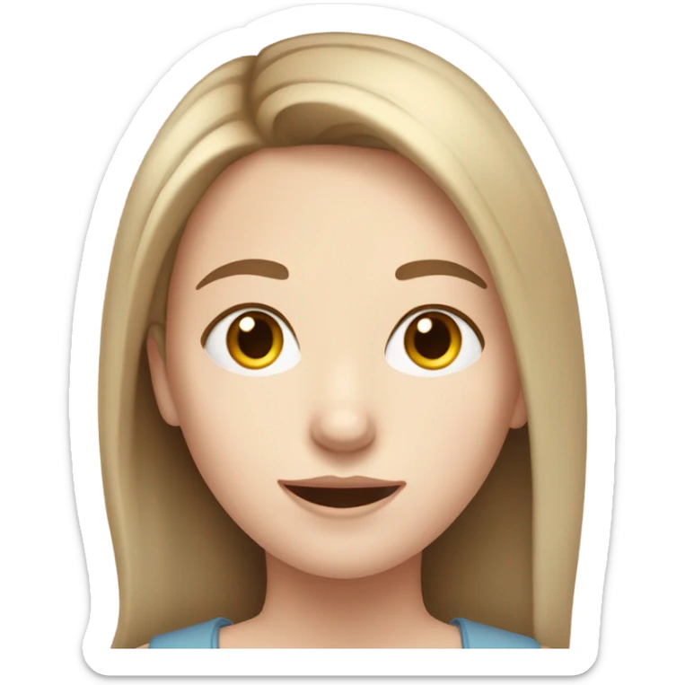 A teenage girl with pale skin and brown medium length hair  sticker