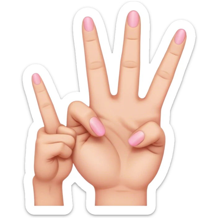make an emoji where its like the ASL i love you hand sign but the two middle fingers is pointing front, the pinky and pointer is standing up, and the thumb is also point out sticker