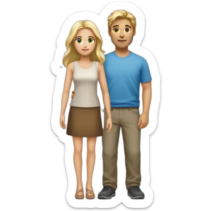 Un couple avec le garçon blond au yeux bleus et la fille blonde au yeux marrons  sticker