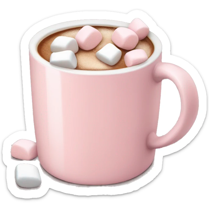 Light Pink mug of hot chocolate with marshmallows  sticker