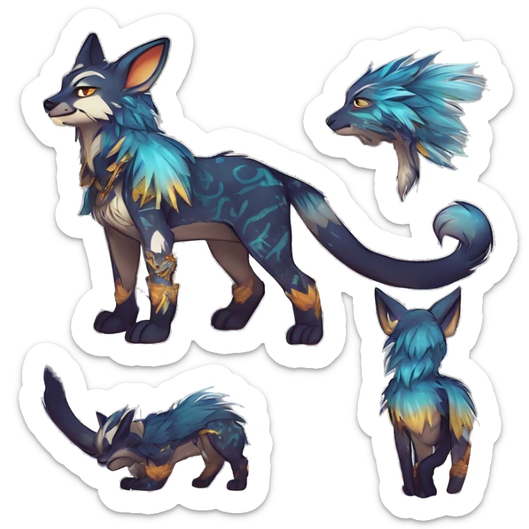 Cool cute Kawaii edgy fantasy shiny animal  fursona Fionbri vernid by griffsnuff & LiLaiRa & Falvie full body sticker