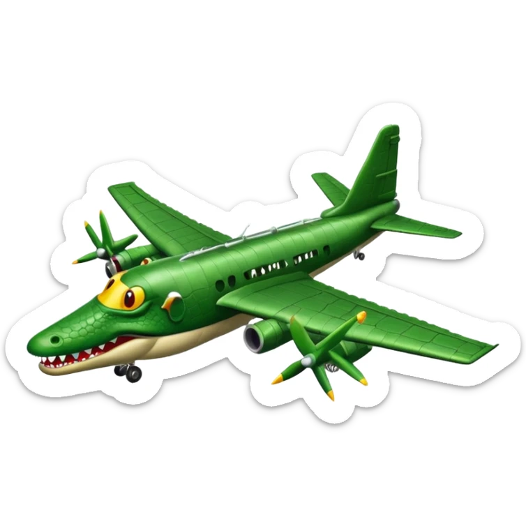 A bomber plane with a crocodile head  sticker