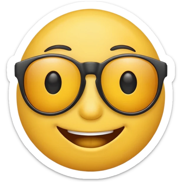 Smiling emoji lowering its sunglasses to give a playful or intrigued look. sticker