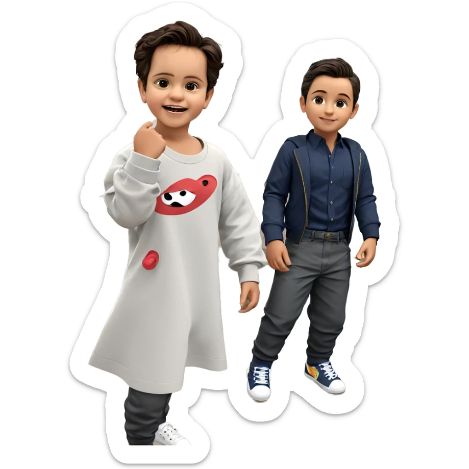 two boys in stylish outfits sticker