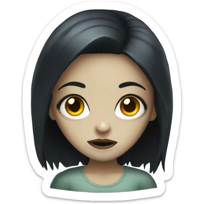 zombie girl with black hair sticker