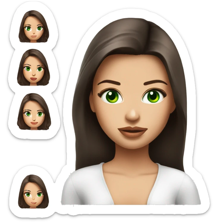 Beautiful girl with green eyes,brown hair ,girl looks adriana lima sticker