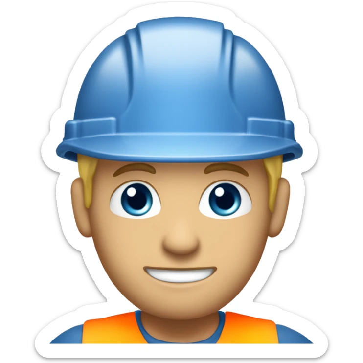 homme blond yeux bleu sans barbe avec cheveux court en l'air dans une tenue de chantier sticker