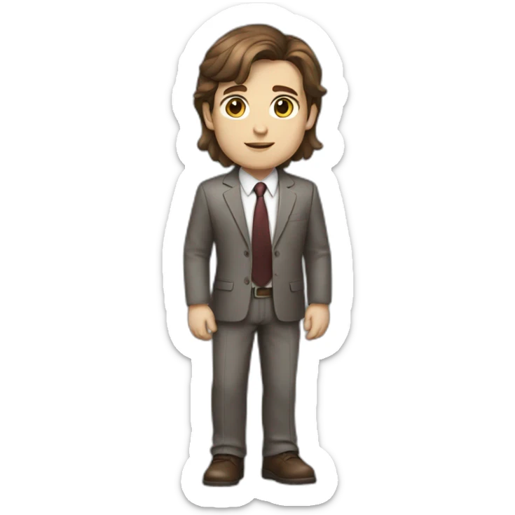 business hero brown hair white skin full body sticker