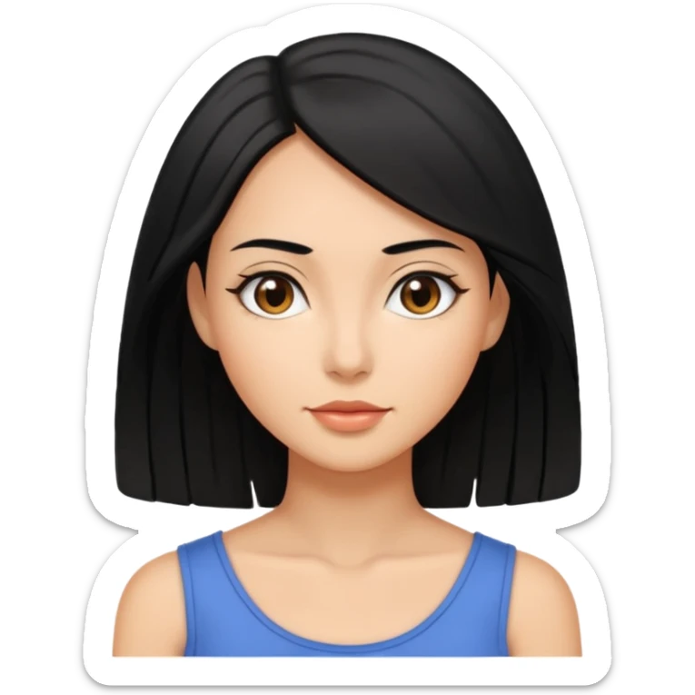 Mujer pelo en hombros liso negro piel morena clara  sticker
