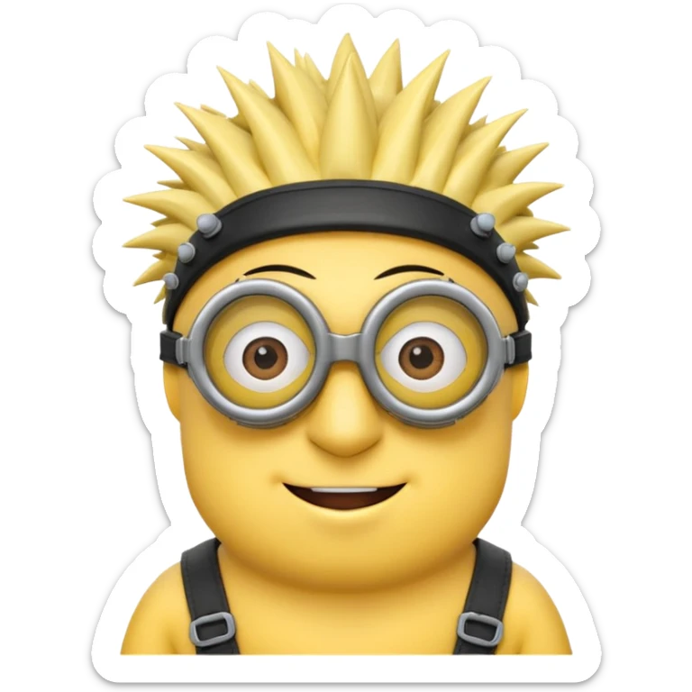 Minion emoji with a round head like normal emojis and a smurk like this emoji but a minion so basically that emoji with the goggles and the hair and not a funny head shape 😏 sticker