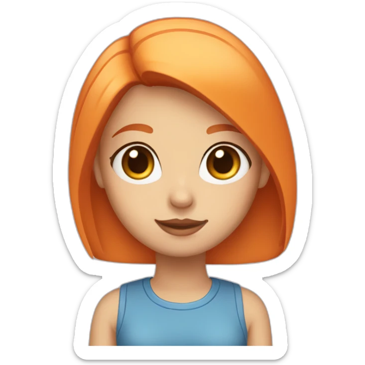 Blonde girl Blue eyes with bob hair and with Orange hair hold a cat sticker