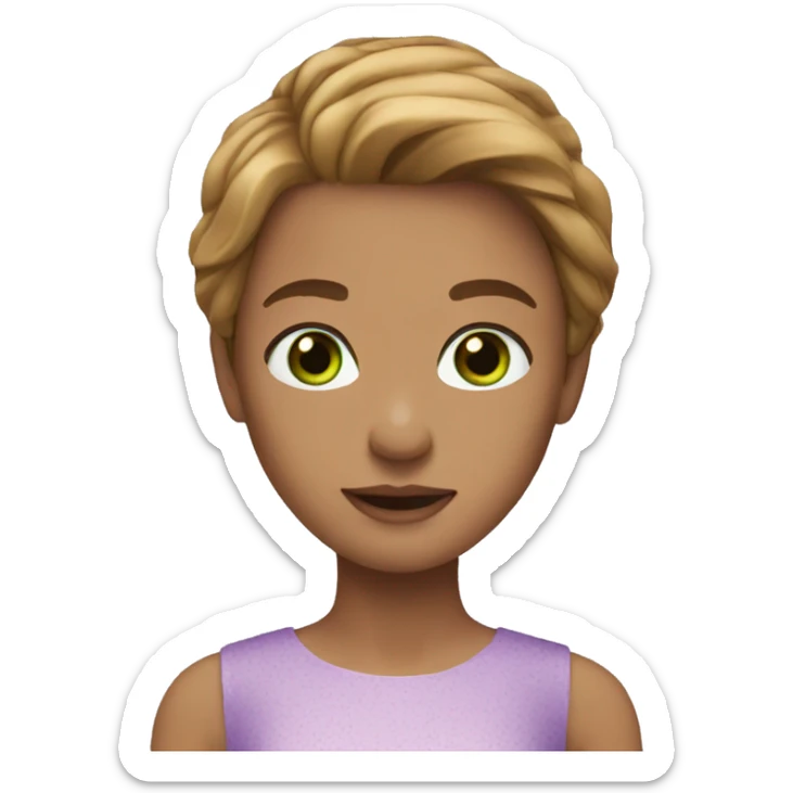 golden brown straight hair, green eyes, lilac dress sticker