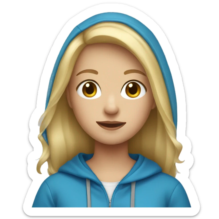 Blonde hair girl in blue hoodie sticker