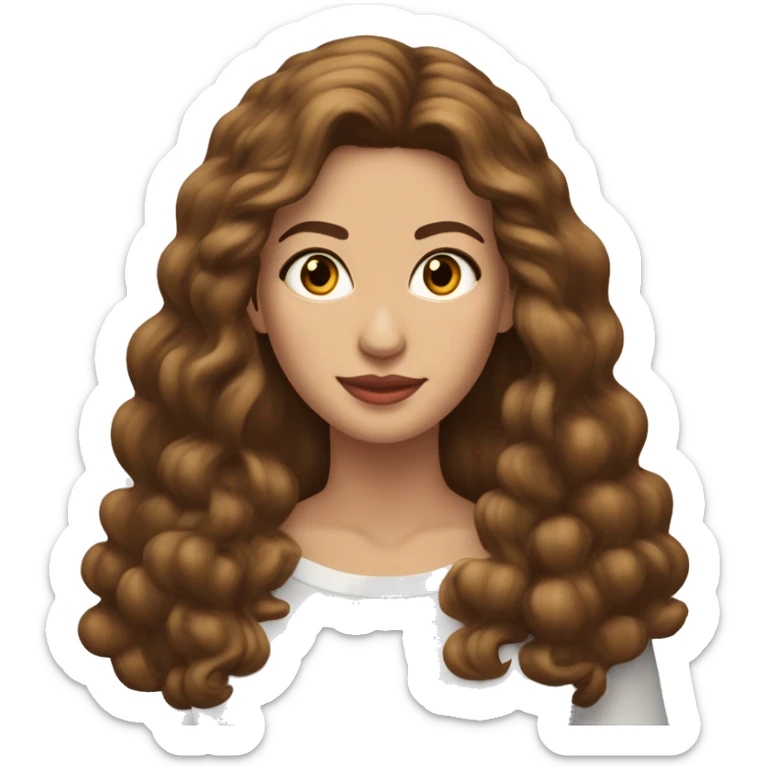 Mujer blanca cabello color castaño muy claro largo medio y ojos cafés vestida de color rojo burdeos con aretes color dorado  sticker