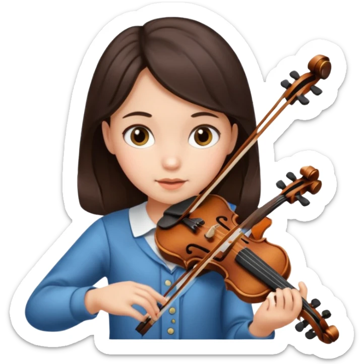 child girl baby face dark brown hair playing violin  sticker