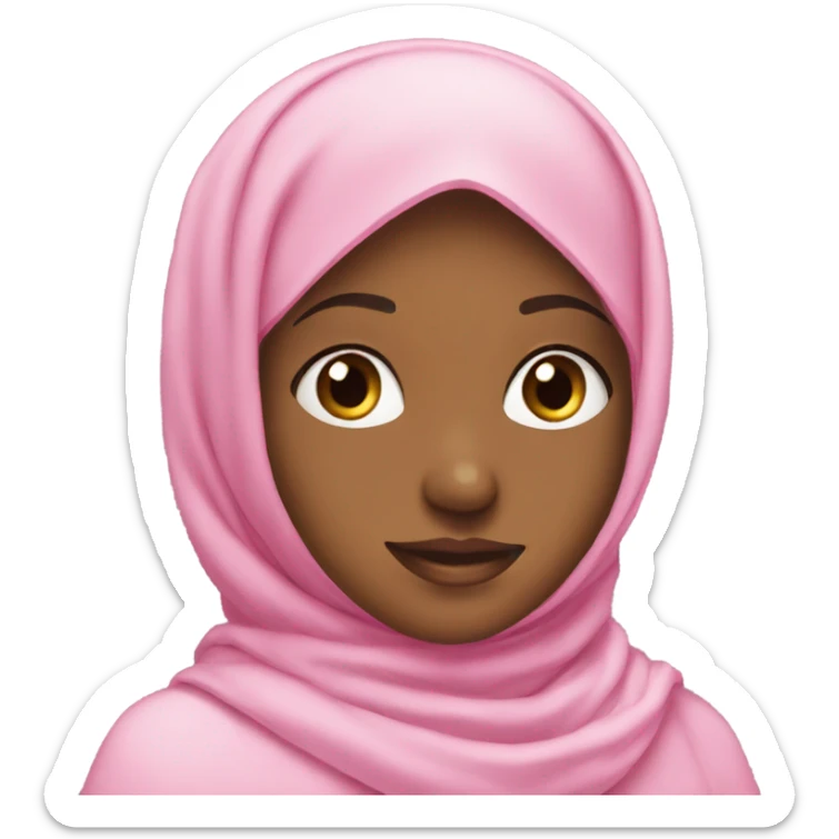 The girl wearing the pink hijab uses accessories on her hijab sticker