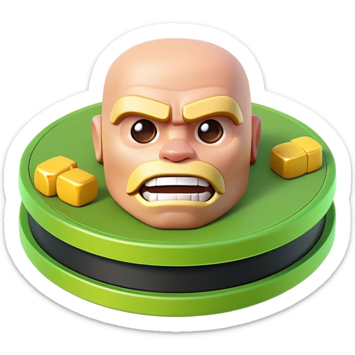 Clash of Clans aesthetic: Cinematic Playful Xbox Game Disc Portrait Emoji, rendered in a 3D vector-style similar to standard emojis with minimal shading and bold, simplified shapes. A compact, distinct form with signature details, softly glowing with a modern gaming energy charm. Simplified yet unmistakably iconic, highly detailed and consistent, glowing with a soft radiance and high shine. Stylized with a touch of next-gen innovation and a soft glowing outline, capturing the essence of a beloved gaming relic with a friendly, playful manner! sticker