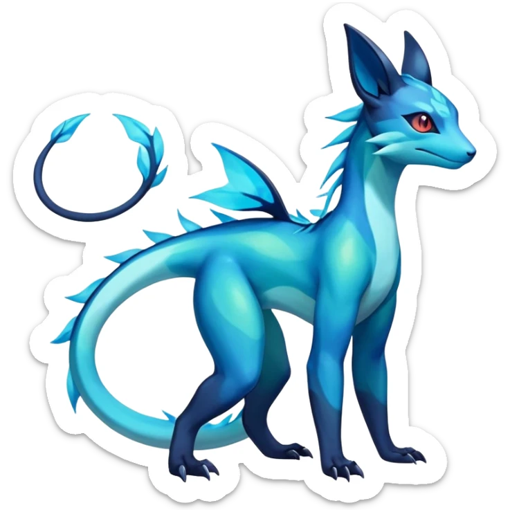 Colorful Iridescent Exotic Salandit-Aurorus-Glaceon-Fakémon-hybrid-creature (full body)  sticker