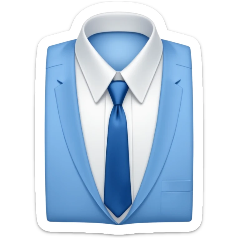 men's blue tie on white shirt, minimalism, no emojis or faces, iOS emoji style sticker