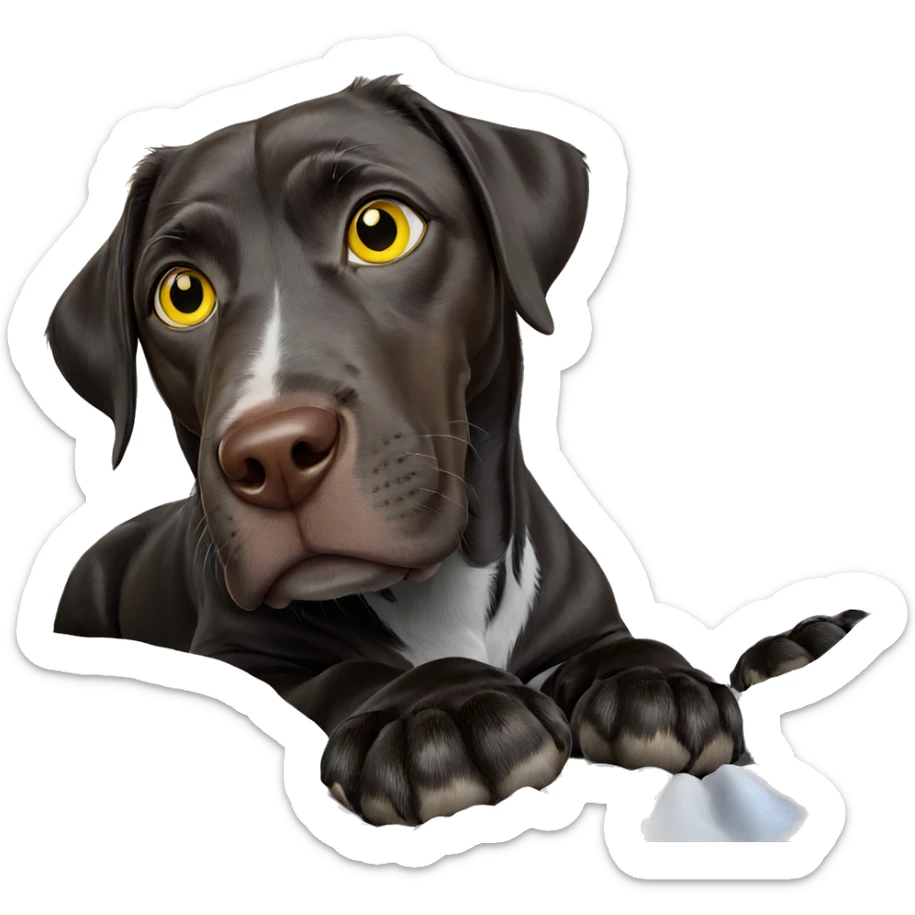 yellow-eyed animal on bed sticker