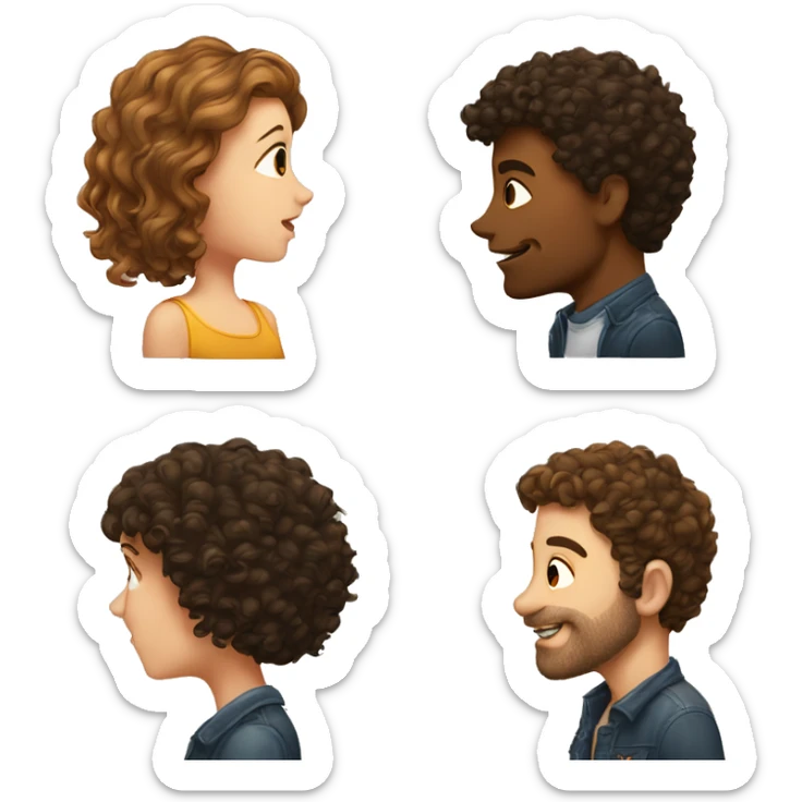 Girl With Curly Brown Hair Kiss a Man with Short Brown hair  sticker