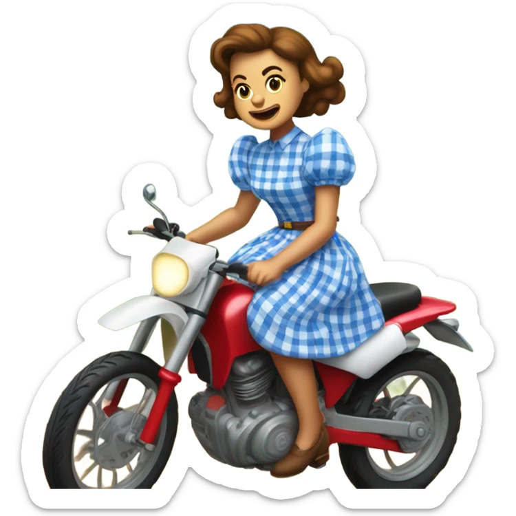 Dorothy from the wizard of oz riding a dirtbike sticker