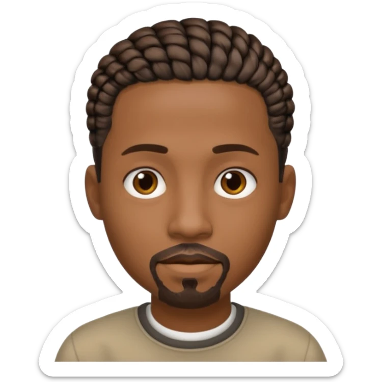 Hazme un emoji de un hombre negro con trenzas cortas (pero no mucho) y una pequeña perilla sin bigote sticker