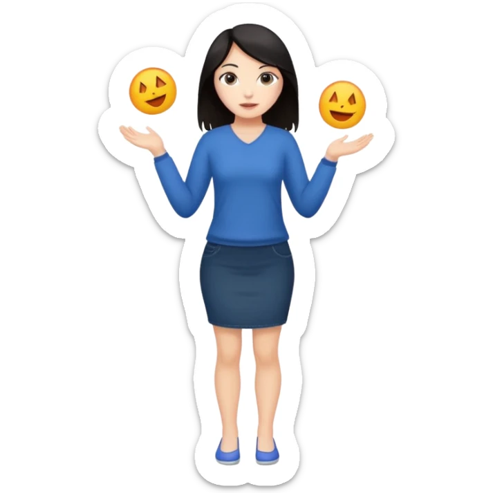 white woman dark hair full body eight views. Make it transparent background. sticker