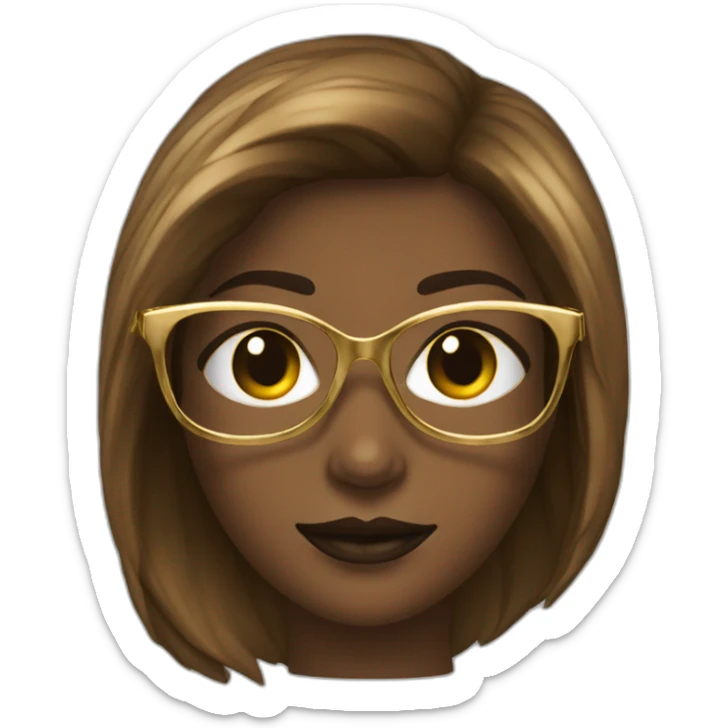 femme chatain foncé a lunettes en metal doré sticker