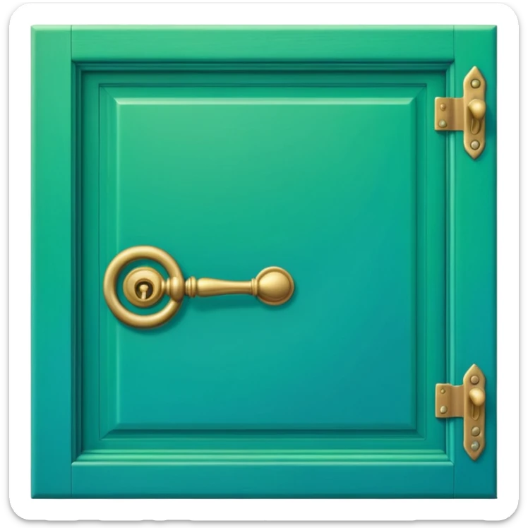 A simple green door emoji in the style of Apple emoji with a handle and a knocker and a different color. sticker