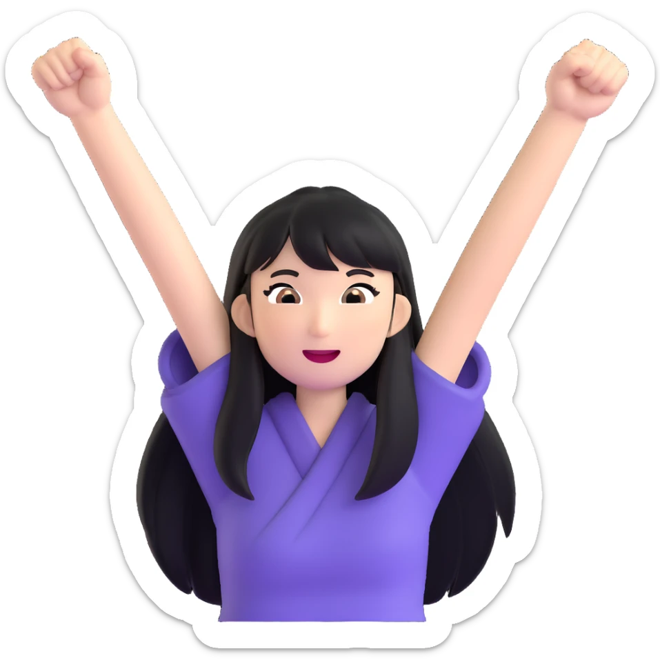 East Asian woman with long black straight hair and bangs cheering for Doosan Bears baseball team sticker