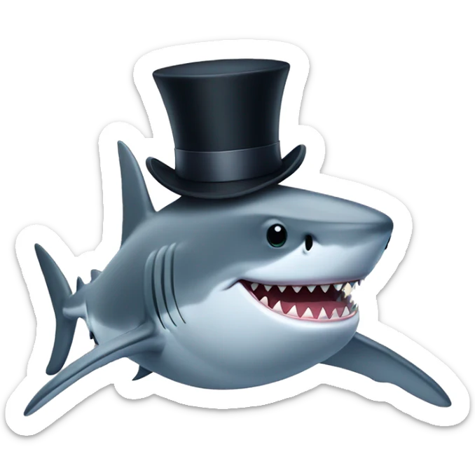 Shark with a top hat sticker