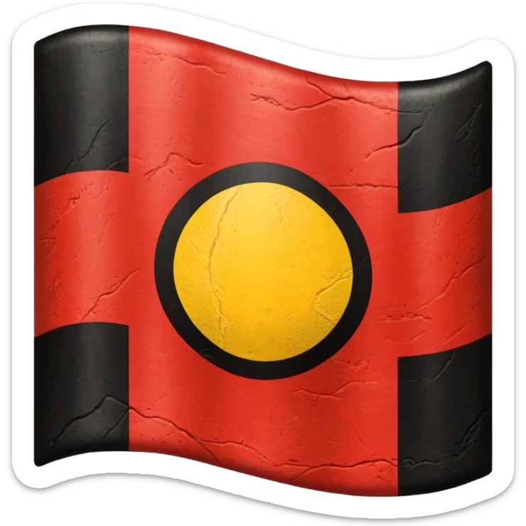 Aboriginal flag with yellow dot in the middle, black on the top and red on the bottom sticker
