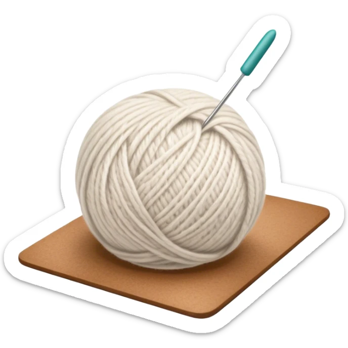 Felt crafting icon, wool fibers being felted, textured wool ball, needle and felting mat, minimalistic style, clean lines, transparent background. sticker