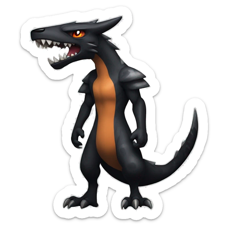 Black Cool Edgy Nargacuga-Garchomp-Houndoom-Sergal Fakémon with Edgy markings,  full body sticker