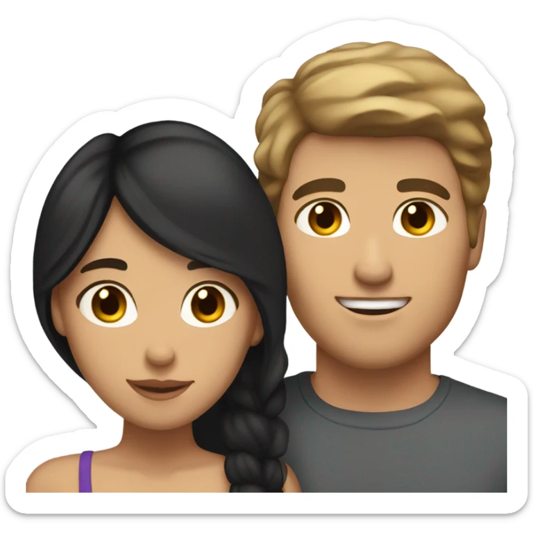 Caucasian boyfriend with brown hair and Mexican girlfriend with black hair sticker