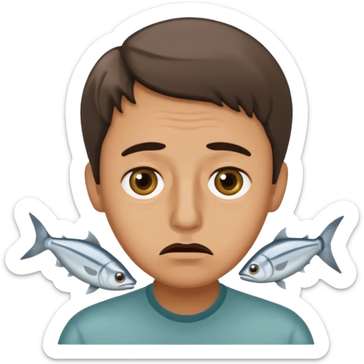 una persona con cara de anchoa preocupado con cara de anchoa el pez anchoa sticker